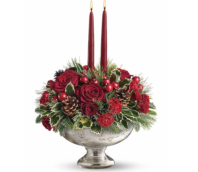 Teleflora's Mercury Glass Bowl Bouquet